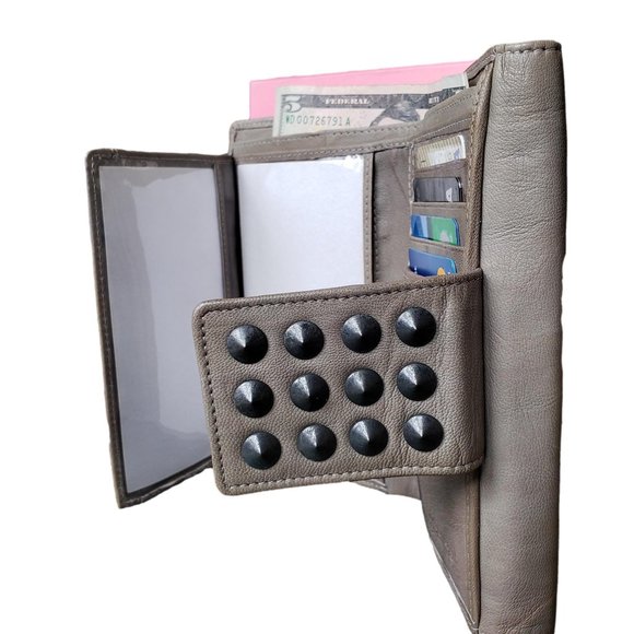 Women's Distressed Leather Wallet Credit Card Holder Wallet in BOX - Picture 5 of 14